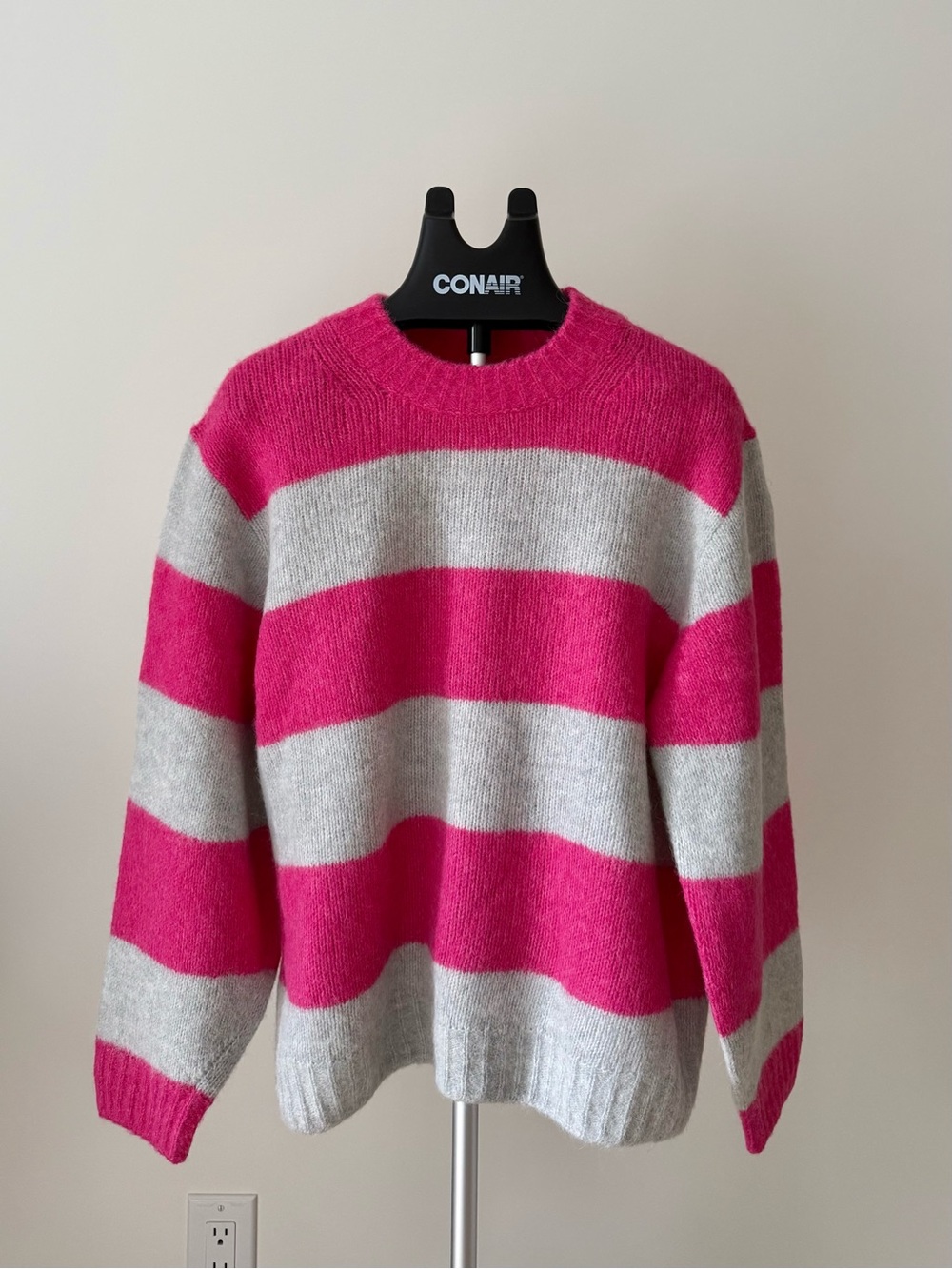 COS Oversized Alpaca-Blend Sweater Striped Sweater Pink & Gray
